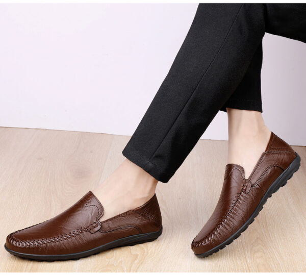 CLOHOO Men's Slip-On Business Casual Shoes - Breathable Second-Layer Leather Upper, Comfortable PU Lining & Rubber Sole, All-Season Versatile for Office, Travel & Vacation - Black, Refined Appearance | Sturdy Rubber Sole, Dressy Shoes - Image 45