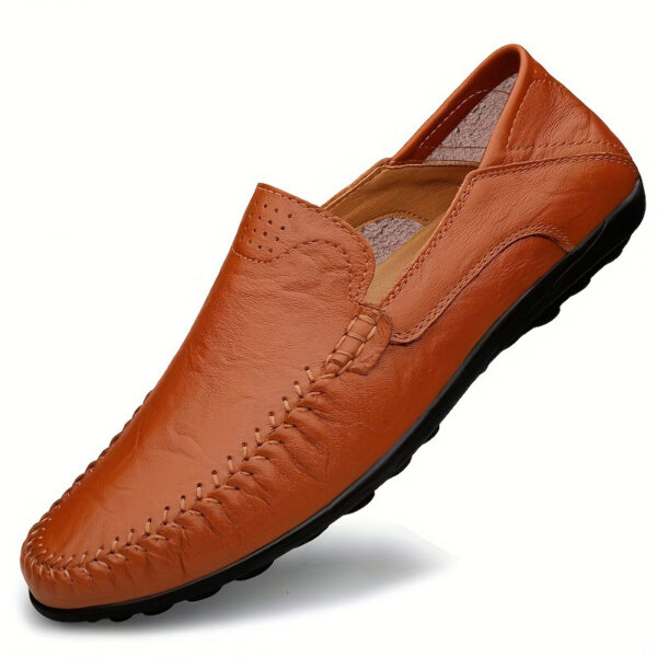 CLOHOO Men's Slip-On Business Casual Shoes - Breathable Second-Layer Leather Upper, Comfortable PU Lining & Rubber Sole, All-Season Versatile for Office, Travel & Vacation - Black, Refined Appearance | Sturdy Rubber Sole, Dressy Shoes - Image 18
