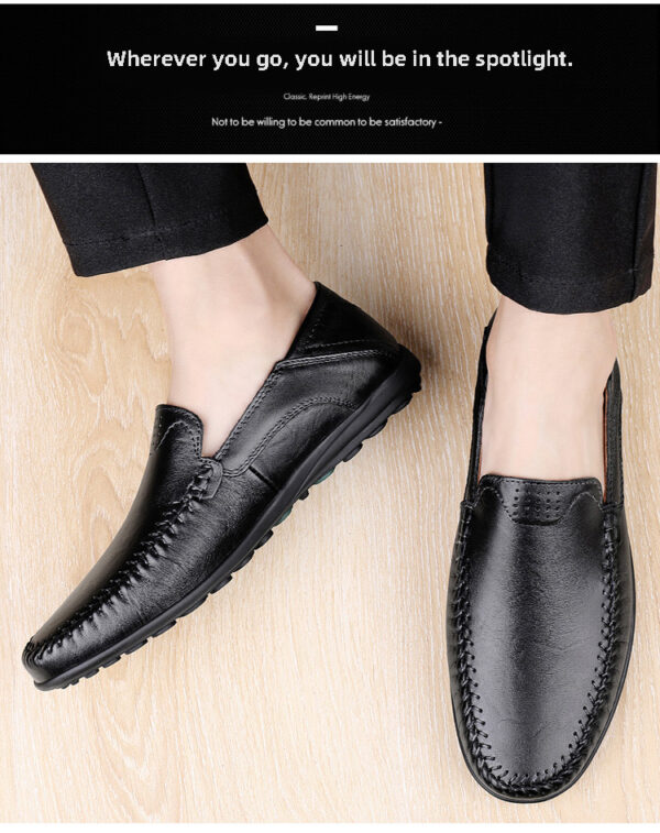 CLOHOO Men's Slip-On Business Casual Shoes - Breathable Second-Layer Leather Upper, Comfortable PU Lining & Rubber Sole, All-Season Versatile for Office, Travel & Vacation - Black, Refined Appearance | Sturdy Rubber Sole, Dressy Shoes - Image 43