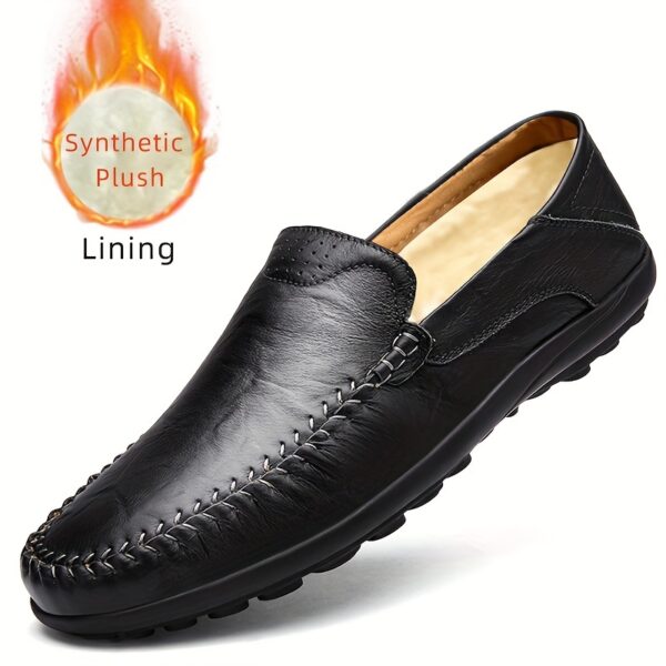 CLOHOO Men's Slip-On Business Casual Shoes - Breathable Second-Layer Leather Upper, Comfortable PU Lining & Rubber Sole, All-Season Versatile for Office, Travel & Vacation - Black, Refined Appearance | Sturdy Rubber Sole, Dressy Shoes - Image 7