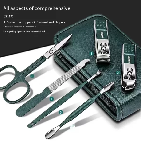 Juego de tijeras de uñas para hombre y mujer, cortaúñas especial de gama alta para el hogar, herramientas de belleza de manicura, 6 piezas portátiles para el hogar - Image 3