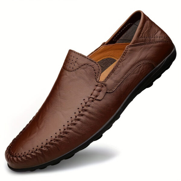 CLOHOO Men's Slip-On Business Casual Shoes - Breathable Second-Layer Leather Upper, Comfortable PU Lining & Rubber Sole, All-Season Versatile for Office, Travel & Vacation - Black, Refined Appearance | Sturdy Rubber Sole, Dressy Shoes - Image 35