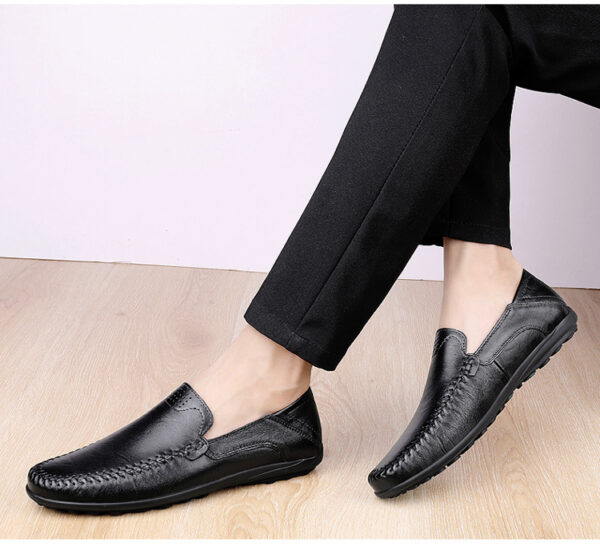 CLOHOO Men's Slip-On Business Casual Shoes - Breathable Second-Layer Leather Upper, Comfortable PU Lining & Rubber Sole, All-Season Versatile for Office, Travel & Vacation - Black, Refined Appearance | Sturdy Rubber Sole, Dressy Shoes - Image 44
