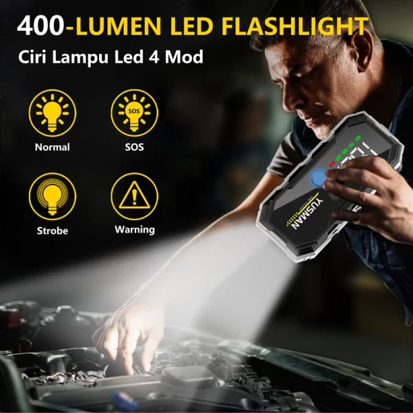 Arrancador de batería de coche 4000A, Banco de energía de 12800mAh, cargador de dispositivo de refuerzo de coche, sin batería, arranque de coche portátil para dispositivo de emergencia - Image 6