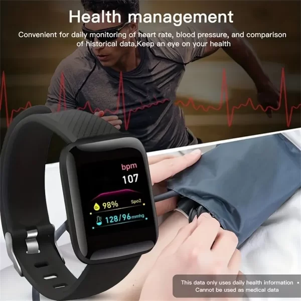 Reloj inteligente multifunción para hombres, mujeres y niños, recordatorio de mensajes, Control de música, calorías deportivas, reloj inteligente D13, reloj despertador 116Plus - Image 3