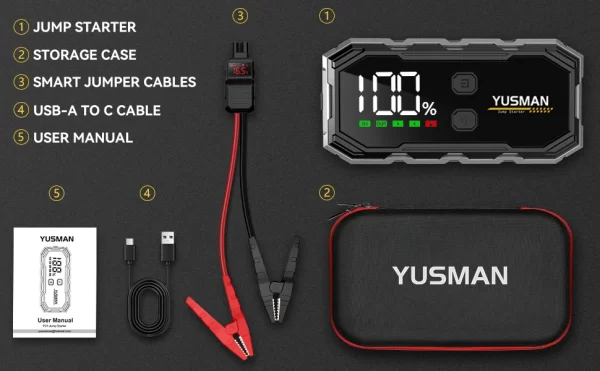 Arrancador de batería de coche 4000A, Banco de energía de 12800mAh, cargador de dispositivo de refuerzo de coche, sin batería, arranque de coche portátil para dispositivo de emergencia - Image 9