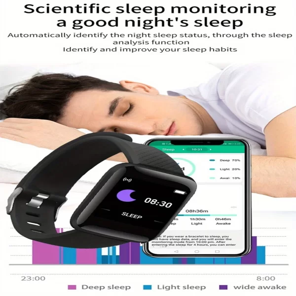 Reloj inteligente multifunción para hombres, mujeres y niños, recordatorio de mensajes, Control de música, calorías deportivas, reloj inteligente D13, reloj despertador 116Plus - Image 20