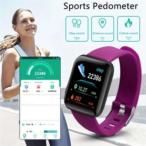 Reloj inteligente multifunción para hombres, mujeres y niños, recordatorio de mensajes, Control de música, calorías deportivas, reloj inteligente D13, reloj despertador 116Plus - Image 16