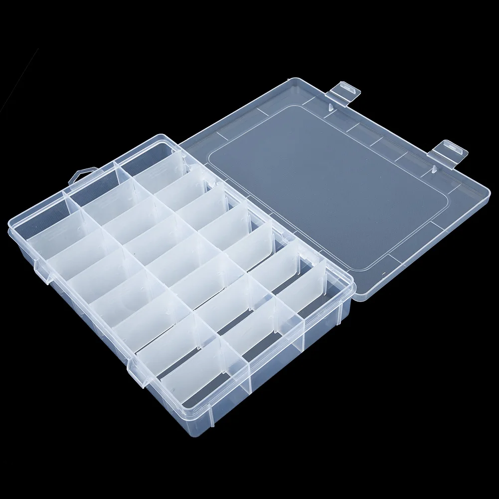Caja de almacenamiento de plástico transparente con rejilla 10/15/24/36, joyería, cuentas, pastillas, organizador de tornillos, contenedor, cajas de almacenamiento - Image 32