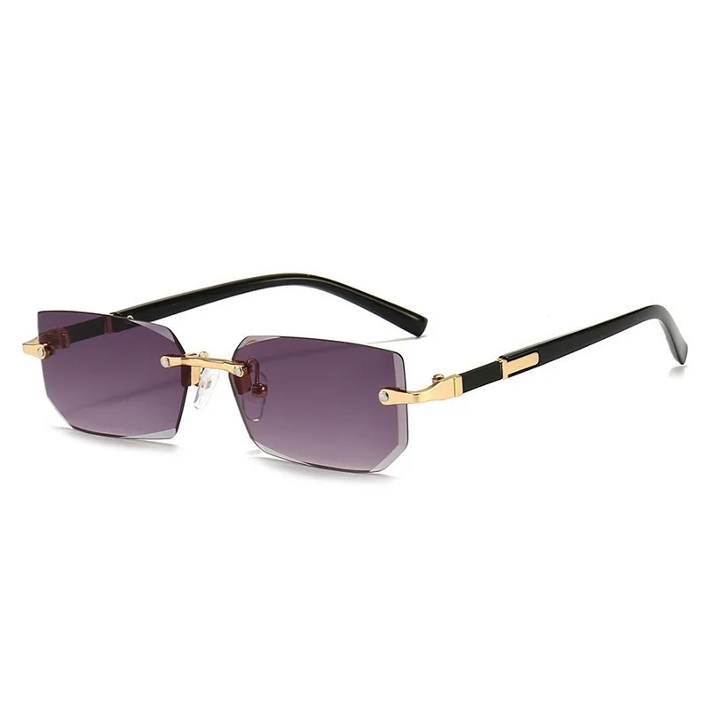 Gafas de sol Retro sin montura para hombre y mujer, lentes de corte sin marco, diseñador de marca, a la moda - Image 10