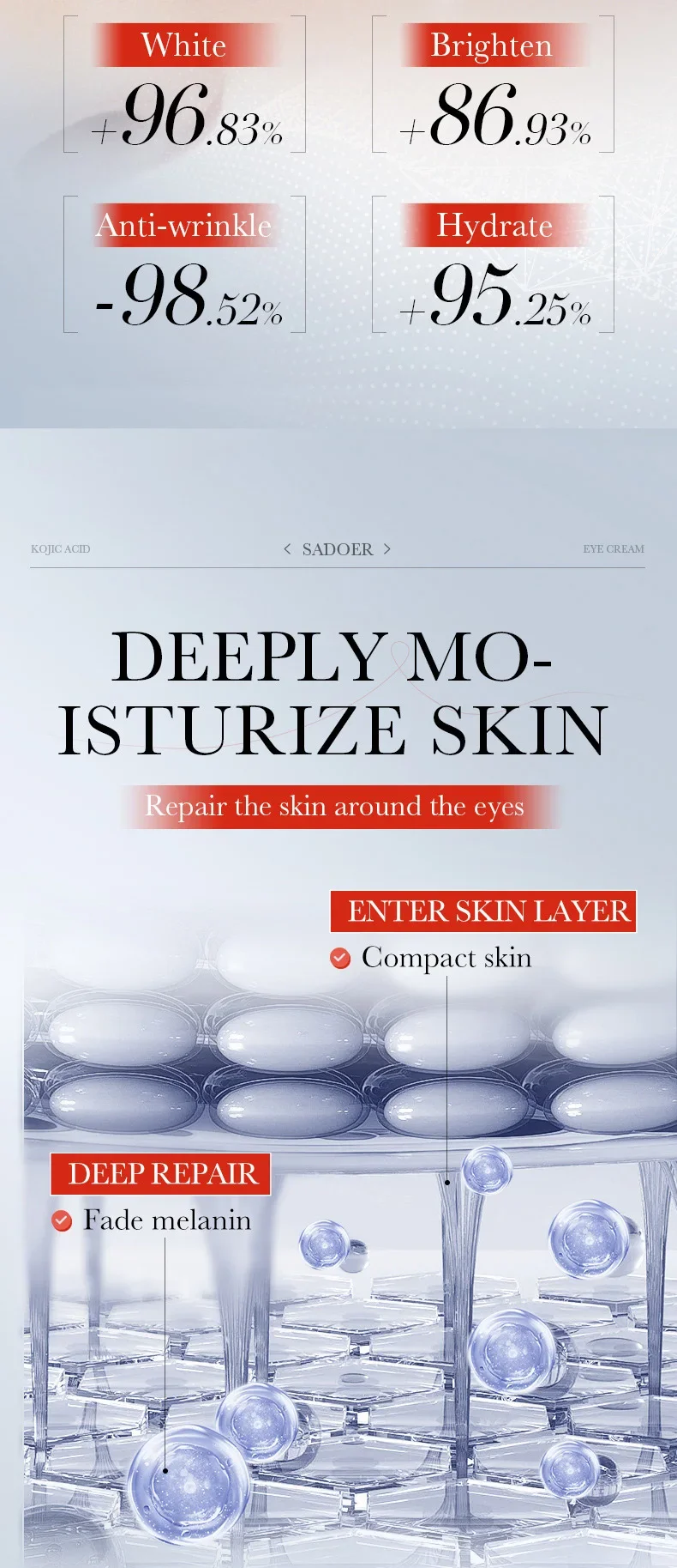 SADOER ácido kójico Retinol crema para ojos anti ojeras eliminar bolsas de ojos hidratante reafirmante belleza ojos productos para el cuidado de la piel - Image 11