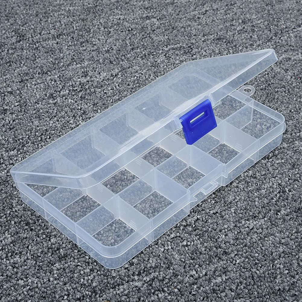 Caja de almacenamiento de plástico transparente con rejilla 10/15/24/36, joyería, cuentas, pastillas, organizador de tornillos, contenedor, cajas de almacenamiento - Image 11
