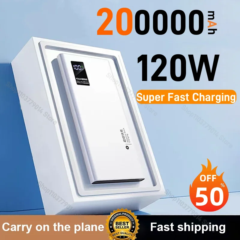 Nuevo banco de energía de alta capacidad 120W 200000 Cargador de batería portátil Powerbank de carga rápida mAh para Samsung iPhone Huawei 2025 nuevo
