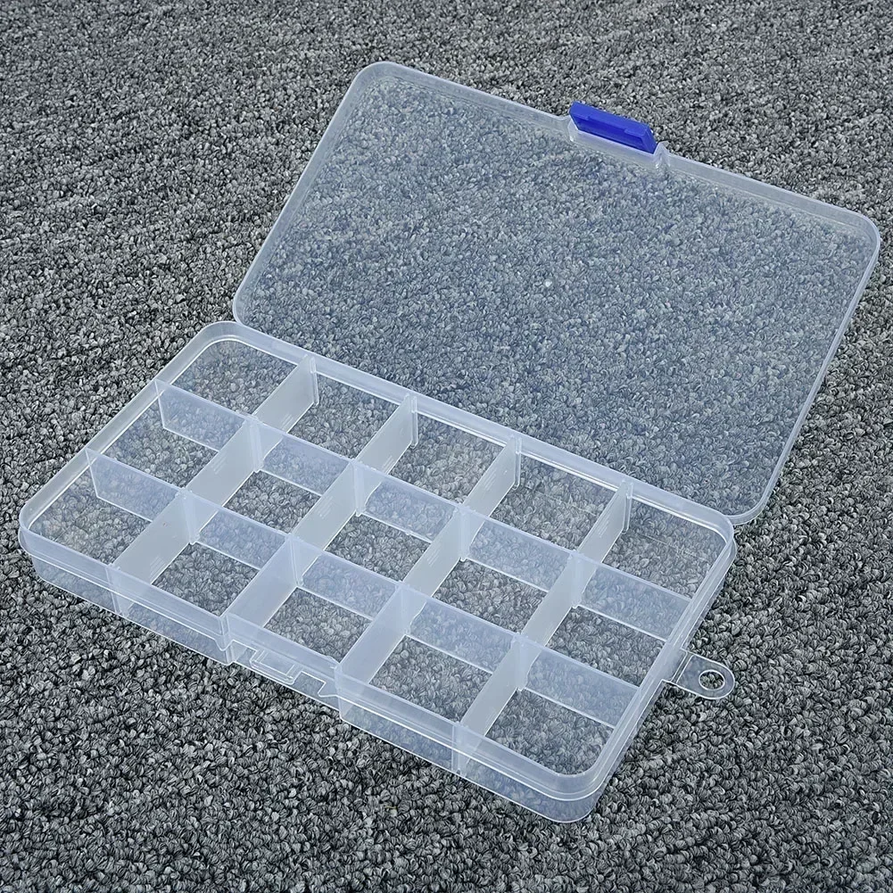 Caja de almacenamiento de plástico transparente con rejilla 10/15/24/36, joyería, cuentas, pastillas, organizador de tornillos, contenedor, cajas de almacenamiento - Image 2