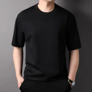 Ropa coreana, ropa de Golf, camiseta informal holgada y elegante de verano para hombre, camiseta de lujo de gran tamaño con cuello redondo y mangas cortas