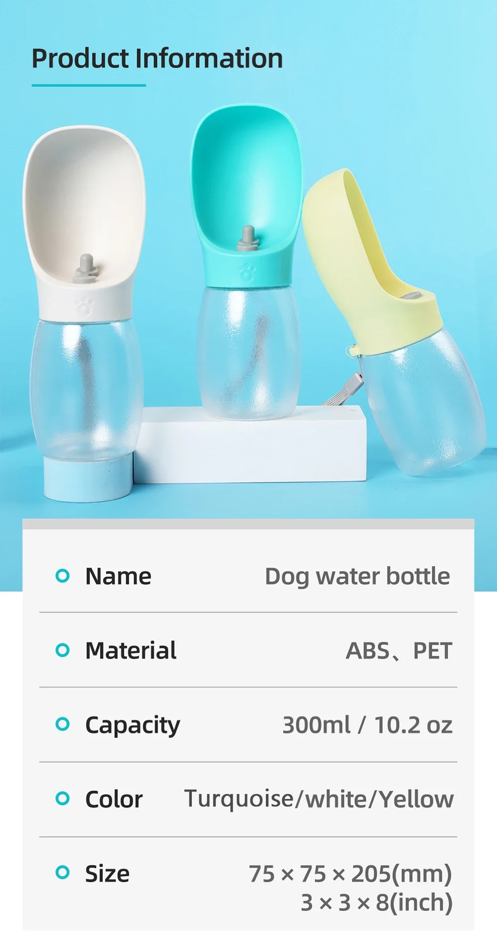 Botella de agua para mascotas, dispensador portátil a prueba de fugas para cachorros y gatos, alimentador de bebidas para mascotas pequeñas y grandes, suministros para tazas - Image 9