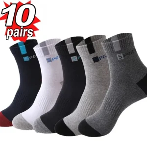 10/5/3 pares de medias deportivas transpirables para hombre, calcetines de fibra de bambú para otoño e invierno, desodorante con absorción de sudor, calcetines de negocios