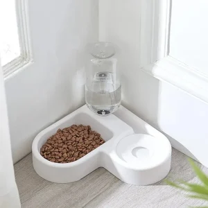 Cuenco automático para beber amor para mascotas, cuenco para gatos a prueba de humedad, lavabo para perros, bebedero y alimentación multifuncional de doble uso