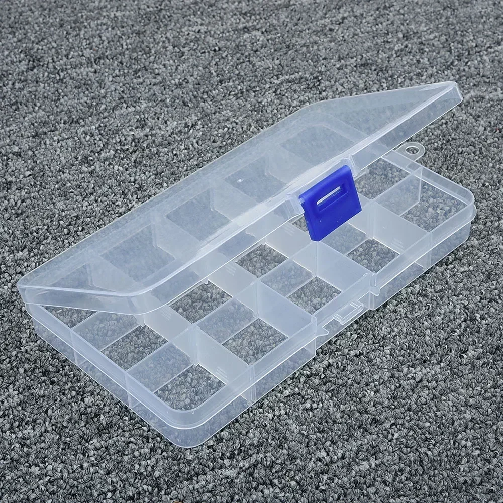 Caja de almacenamiento de plástico transparente con rejilla 10/15/24/36, joyería, cuentas, pastillas, organizador de tornillos, contenedor, cajas de almacenamiento