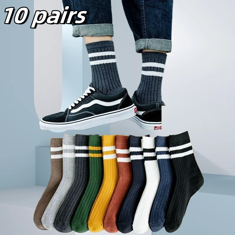 10 pares de medias deportivas de algodón transpirables para hombre, calcetines de fibra de bambú para otoño e invierno, desodorante con absorción de sudor, calcetines de negocios - Image 29