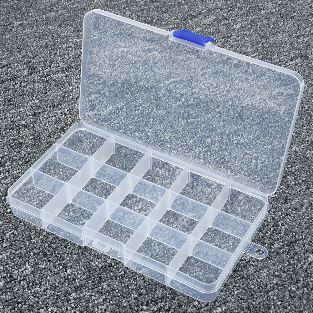 Caja de almacenamiento de plástico transparente con rejilla 10/15/24/36, joyería, cuentas, pastillas, organizador de tornillos, contenedor, cajas de almacenamiento - Image 21
