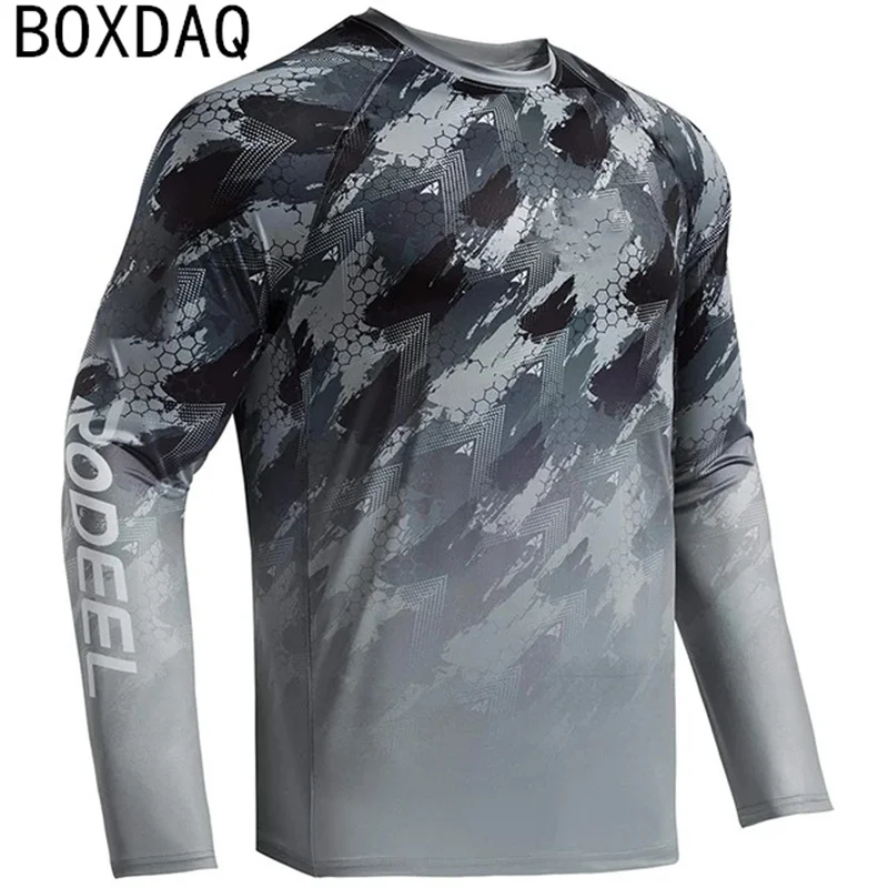 Camiseta de pesca para hombre, Tops deportivos al aire libre, 6XL talla grande, camiseta informal de algodón de manga larga, ropa con estampado de camuflaje 3D, otoño - Image 3