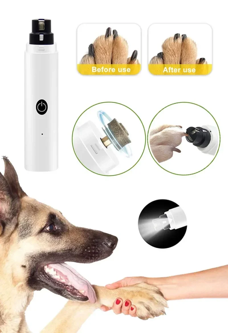 Cortauñas eléctrico para perros, molinillos de uñas para perros, recargable por USB, luz LED, patas de gato silenciosas para mascotas, suministros para el cuidado de uñas - Image 11