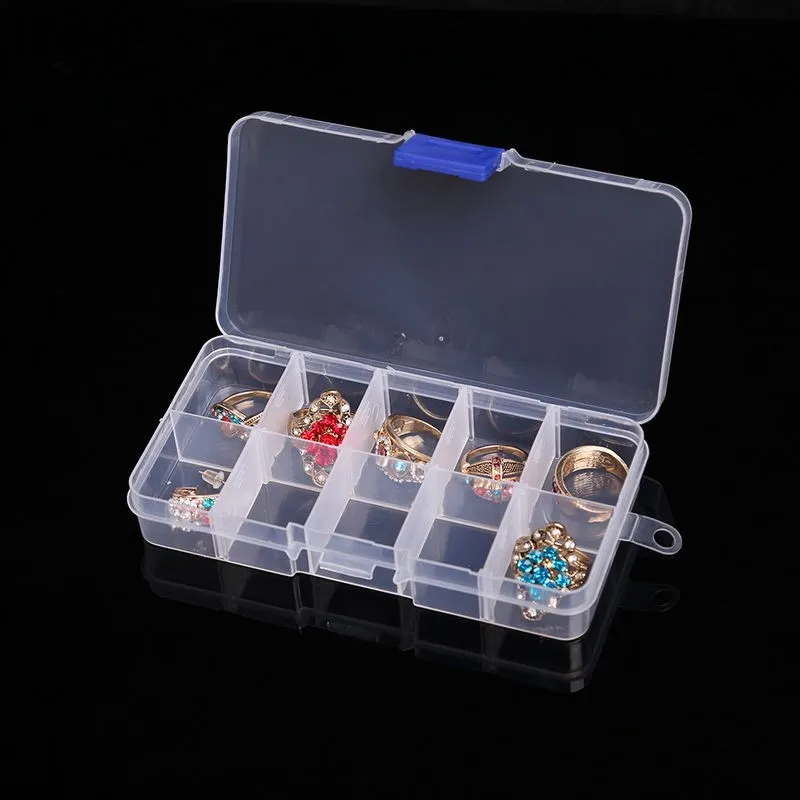 Caja de almacenamiento de plástico transparente con rejilla 10/15/24/36, joyería, cuentas, pastillas, organizador de tornillos, contenedor, cajas de almacenamiento - Image 13