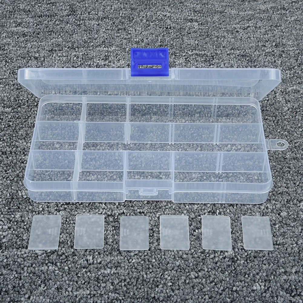 Caja de almacenamiento de plástico transparente con rejilla 10/15/24/36, joyería, cuentas, pastillas, organizador de tornillos, contenedor, cajas de almacenamiento - Image 23