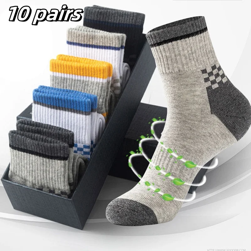 10 pares de medias deportivas de algodón transpirables para hombre, calcetines de fibra de bambú para otoño e invierno, desodorante con absorción de sudor, calcetines de negocios - Image 27
