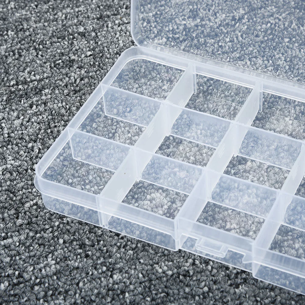 Caja de almacenamiento de plástico transparente con rejilla 10/15/24/36, joyería, cuentas, pastillas, organizador de tornillos, contenedor, cajas de almacenamiento - Image 20