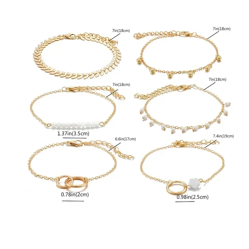 Conjunto de pulsera apilable de 6 piezas de moda con diseño geométrico ajustable y borla: perfecto para ocasiones diarias y especiales - Image 6