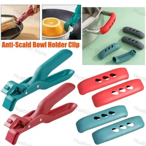 Placa antiescaldaduras de cocina, soporte para olla y plato, abrazadera de silicona, elevador de Clip anticaliente, herramienta de accesorios para horno de cocina, 1/2 Uds.