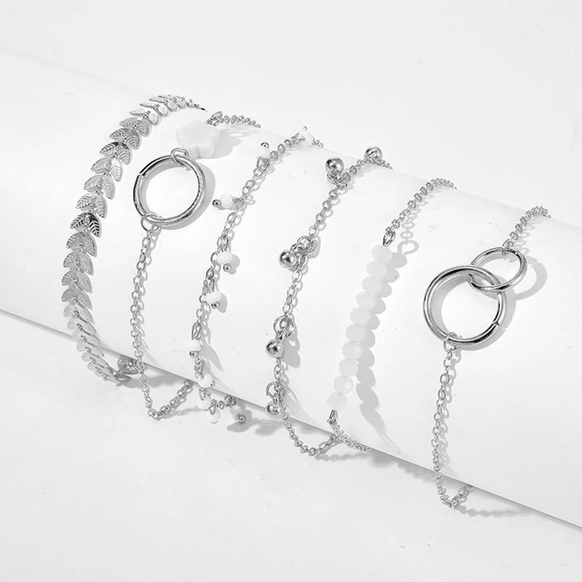 Conjunto de pulsera apilable de 6 piezas de moda con diseño geométrico ajustable y borla: perfecto para ocasiones diarias y especiales - Image 5